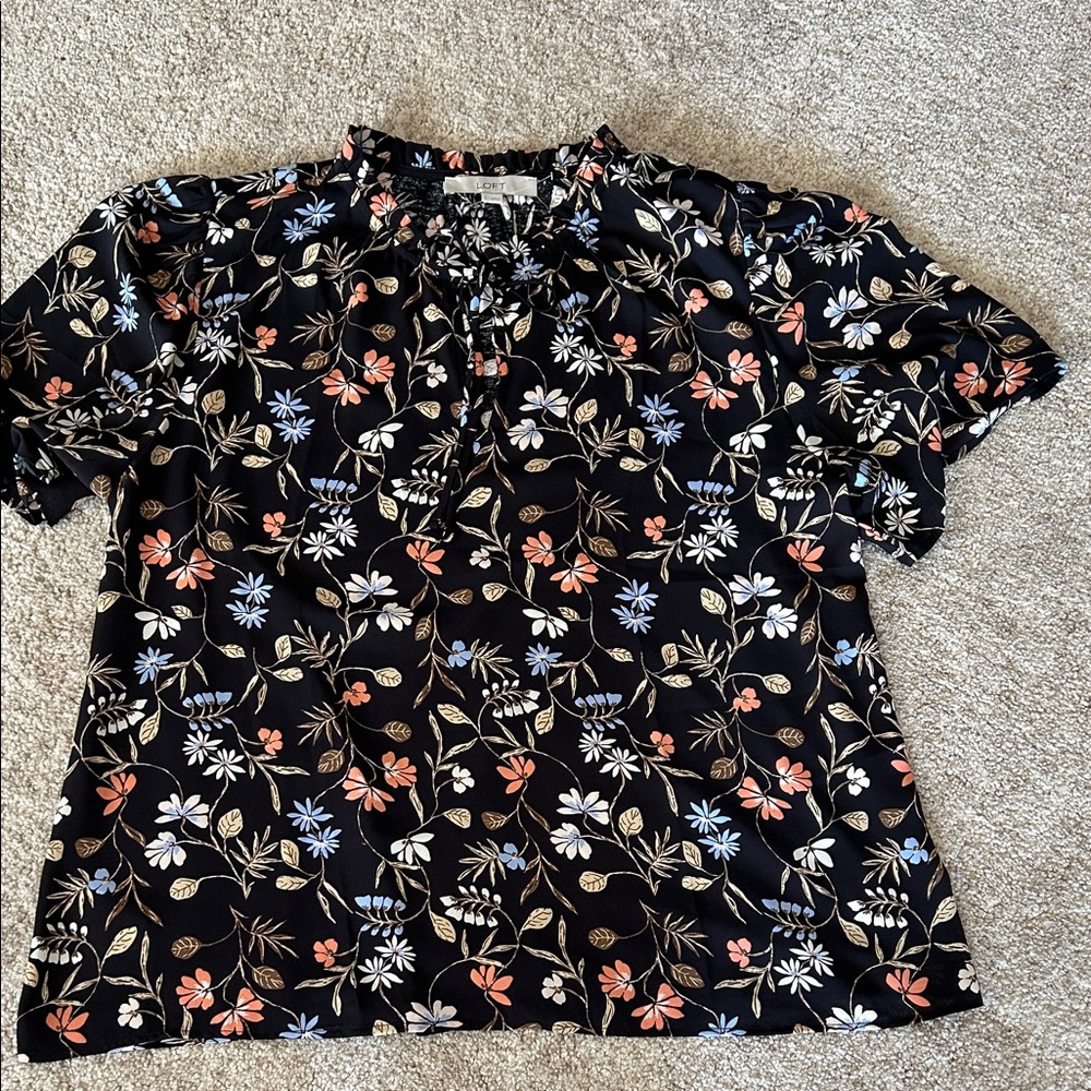 Loft Floral Black Blouse
